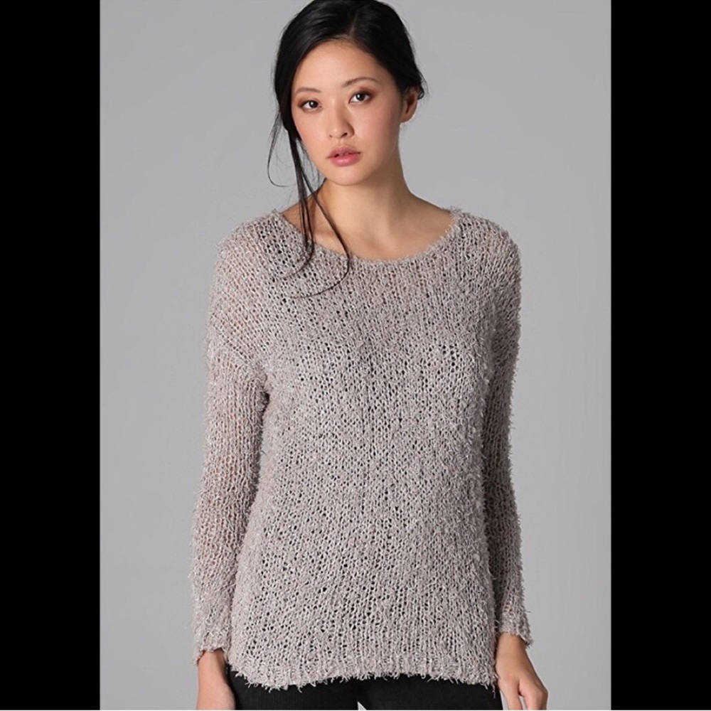 Vince Eyelash Knit Crew Neck Sweater Metallic Slate Gray Women’s Size Small